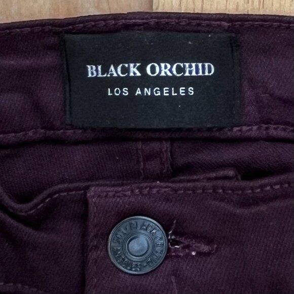BLACK ORCHID LOS ANGELES NOAH ANKLE FRAY JEANS WOMEN’S sz 29 Burgundy STRETCH - Picture 2 of 12